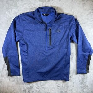 The North Face Pullover Mens Large Blue Quarter Zip Fleece Chest Pocket Outdoor